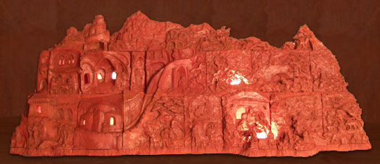 Tradiční betlém z pálené hlíny - osvětlení